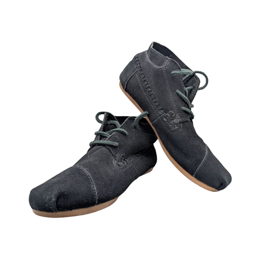 TOMS Suede Lace Up Ankle Boots Black Size 7